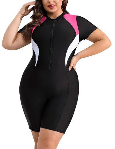 OMEWEE Badeanzug Gro�e Gr��en f�r Damen Bademode mit Bein f�r mollige Frauen Sexy Bikini mit Druck Schwimmanzug Badeanzug Damen Sport wei� 4XL