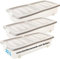 LIVINJA Cassettiera sotto il letto con ruote, 3 pezzi, contenitore sotto il letto, 80 x 40 x 17 cm (32 litri), coperchio diviso, con chiusure a clip, trasparente/sabbia, made in EU