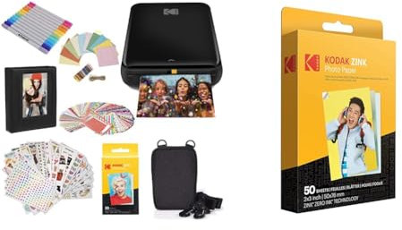 KODAK Step Drucker, Kabelloser mobiler Fotodrucker & Zink Premium 2X3-Zoll-Fotopapier (50 Blatt) kompatibel Lächle, Schritt, Printomatic