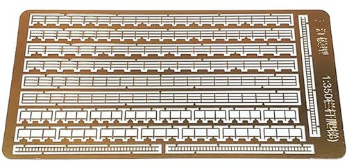 Model Boat Brass Handrail 1:350 Scale Ship Warship Three-Rail Railing With Straight Ladder PE Etching Sheet For Ship Model Upgrade