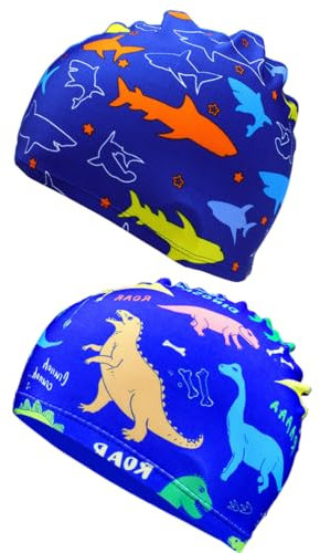 2 Unidades de Gorros de Piscina Gorros Natación Niños Gorros de Natación Elásticos Bonitos Gorros de Natación para Niños Impermeable Natación Accesorios para Niños de 1 a 8 Años y Niñas