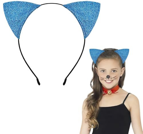 YUNHENTONG Serre Tete Halloween Enfant, Halloween Serre-Tête, Oreille de Chat Halloween, Serre Tete Oreille de Chat, Oreille de Chat, Serre Tete Halloween, pour Cosplay, Halloween Fêtes (bleu)