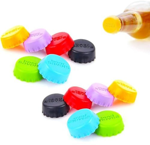 SIRLOMU 12 pièces réutilisables bouchon de bouteille en silicone, bouchon de bouteille, bouchon couronne, bouchon de bouteille étanche pour les bouteilles de bière, bouteilles en verre (6 couleurs)