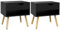 HOMCOM Lot de 2 Tables de Chevet, Tables de Nuit, avec tiroirs, Design Moderne, Pieds en Bois Massif, 50 x 39 x 51 cm, Noir et Bois Naturel