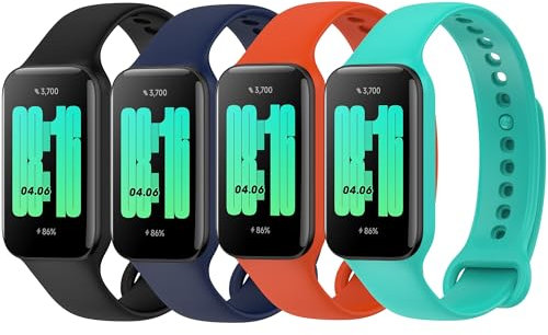 Yisica Correa Compatible con Xiaomi Smart Band 8 Active/Redmi Smart Band 2 Mujer Hombr, Pulsera de Repuesto de Silicona Suave para Xiaomi Smart Band 8 Active (Negro/Naranja/Cian/Azul Oscuro)