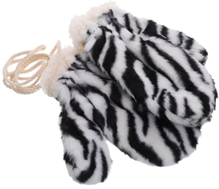 COLLBATH Warme Damen Handschuhe Winter Fäustlinge Zebra Flauschig Befestigt Outdoor Laufen Fahren Kalt Wetter Schnee Druck