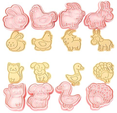 8 Stück Ausstechformen Bauernhoftier-Motiven, Keksausstecher Backformchen Set Für Gebäck, DIY Ausstecher Keksausstecher, Perfekt für Keks, Backen Fondant PläTzchen, Tortendekorationen