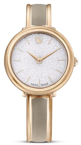 Swarovski Crystalline Lustre Leather Strap Band, Swiss Made, Stainless Steel, Domed Saphire Glass, 33mm, 3,460 Blue Crystals