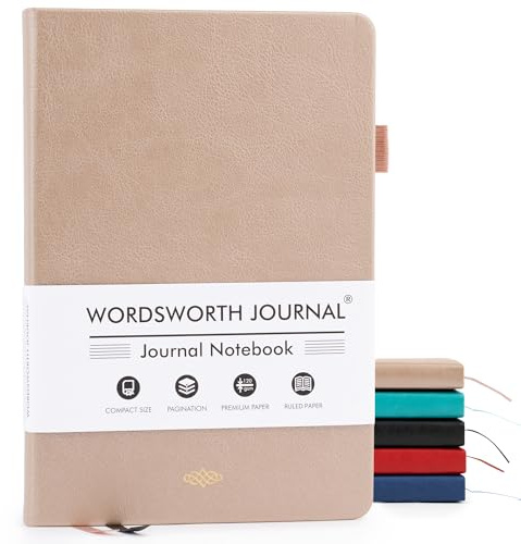 Wordsworth & Black Lined Journal, 216 Pages, A5 Paper, Rose Gold | Hardcover Leather, 120 GSM, Journaling Notebook for Work, Sketching, Gift for Women, Men