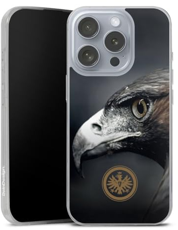 Slim Case kompatibel mit Apple iPhone 16 Pro Silikon Handyhülle transparent Hülle extra dünn Eintracht Frankfurt Offizielles Lizenzprodukt Adler