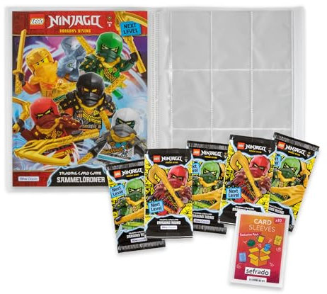 sefrado Bundle Exclusive Hüllen kompatibel mit 1 x Sammelmappe leer + 5 Booster Serie 9 Next Level Lego Ninjago Trading Card Game 2024