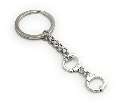 Onwomania Hand Schelle gefangen Polizei Tool Schlüsselanhänger aus Metall silber Schlüsselringe Auto Organizer Geschenke für Geburtstag Männer Frauen und Kinder