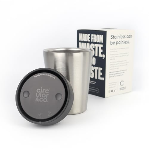 Circular&Co 8oz / 227ml Stainless Steel Travel Mug – Reusable Thermal Coffee Cup – Leakproof, Insulated & Barista Friendly Eco Mug for Everyday Use - Uncoated