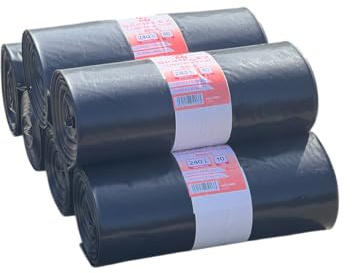 Skimflex Rubble Sacks 240L Heavy Duty 75 Micron Strong Builders Waste Bags for Rubble, Insulation & Construction Debris Black bin Bags Roll of 10