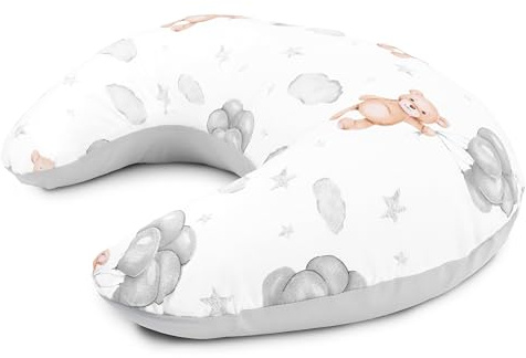 Amilian Stillkissen Klein – Lagerungskissen Stillhörnchen – Schwangerschaftskissen für Schwangere – Babylesekissen Seitenschläferkissen – Nursing Pillow - Ballonbär