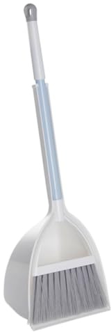 COLLBATH Small Broom and Dustpan Set White Miniature Cleaning Kit for Boys and Pretend Play Indoor Outdoor Role Play Housework Tools with Stackable Broomstick for Easy Storage