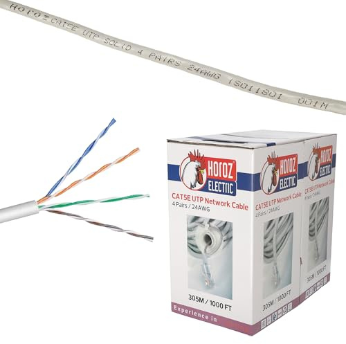 Horoz Electric Câble Ethernet – 10 Mètres – Câble Réseau LAN CAT5e – UTP CAT 5e Paire Torsadée, Non Blindé / 24 AWG – 1Gb/s 100 MHz – D’installation pour Routeur, Modem, Internet