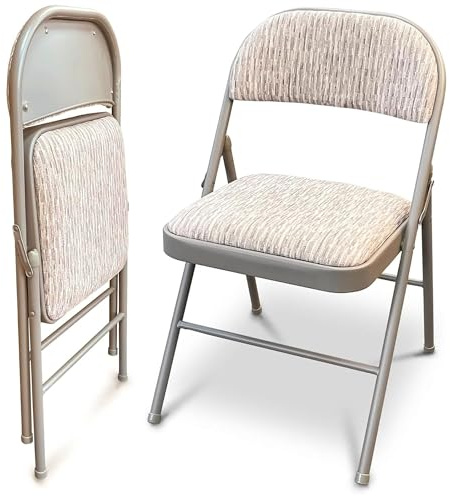JupiterJX Deluxe Fabric Padded with Heavy Duty Steel Metal Frame, Back Rest Folding Chairs For Office Garden Computer Desk Foldable Chair With Cushioned Pad Seat Set Of 1
