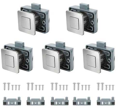 Opaltool Metal Square Push Button Cabinet Locks | Keyless Door Lock for Caravan Motorhome Camper Van Boat Cupboard Door