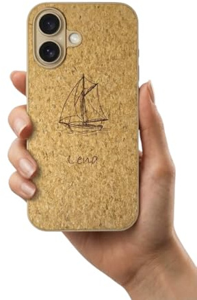 Personalisierte iPhone 16 Hülle aus Kork mit Name & Motiv – Gravierte Handyhülle aus Naturkork – Schutzhülle für iPhone 16, 16 Plus, 16 Pro, 16 Pro Max – Individuelle Geschenkidee (iPhone 16 Pro Max)