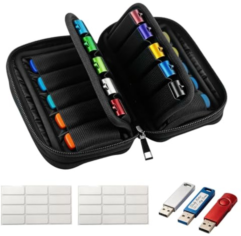 Aufbewahrungstasche mit 20 Kartenfächern für USB-Sticks, Speichersticks und USB-Flash-Laufwerke - Praktischer Organizer für Elektronisches Zubehör