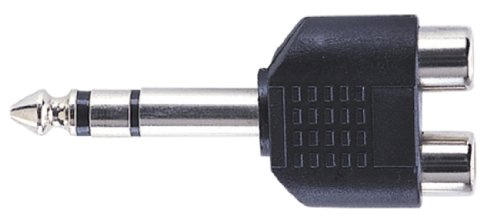 Stereo 6.35mm Plug to 2x Phono Socket, Black