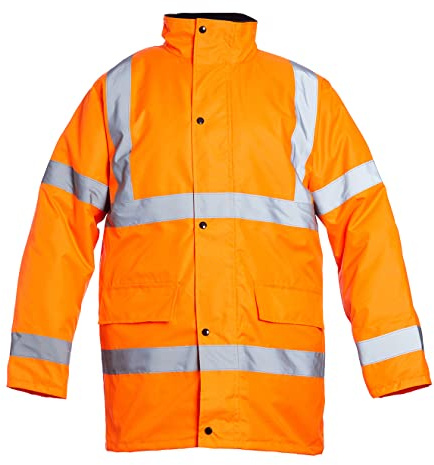 Blackrock Orange Hi Vis Waterproof Jacket, Fully EN Certified - Size 2XL | Men’s and Women's Reflective Work Jacket, High Visibility Safety Workwear, Comfort Fleece Lined Collar and Quilt Lined Coat