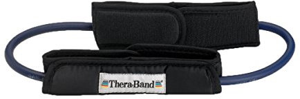 THERABAND Tubes de résistance Professionnels en Latex élastique avec poignées pour physiothérapie, Pilates inférieurs, entraînements à Domicile, rééducation, 30,5 cm, Poignets rembourrés, Bleu