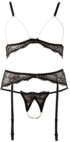 Abierta Fina Damen BH-Set Pearl M, Schwarz (Negro 001), Größe: L
