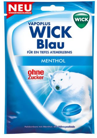 Wick Vapoplus Blau Menthol, Halsbonbons ohne Zucker - 72gr - 4x