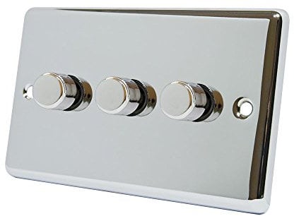 AET CPC3GDIM4 Polished Chrome Classical 400W-10 Amp Triple 3 Gang 2 Way 400W Light Dimmer Switch