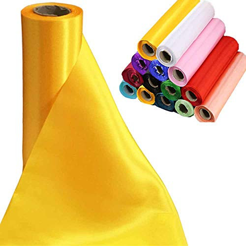 Time to Sparkle 29cmx20m (Gold) Satin Roll Sash Fabric Chair Cover Bows Table Runner Sashes Swags for Wedding Party
