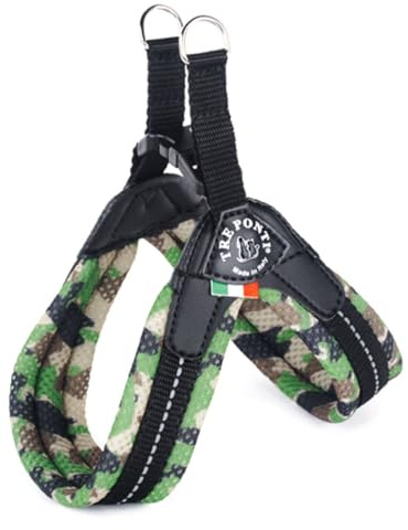 Tre Ponti Geschirr Easy Fit Soft Mesh mit Click Verschluss in div. Farben und Größen, Farbe:Camouflage grün, Größe:Gr 1.5/28-32cm / bis 4kg