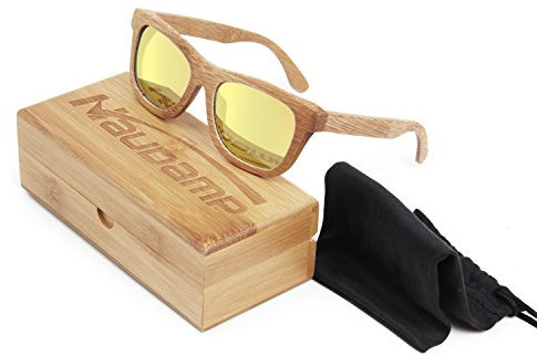 Naudamp Bamboo Polarized Sonnenbrillen Herren Damen Holzbrille für Wassersport und Outdoor-Aktivitäten