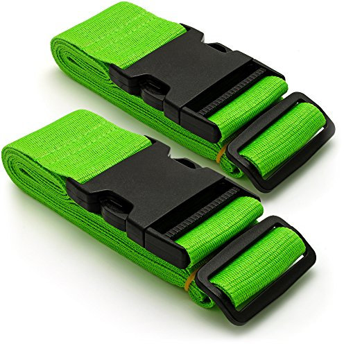 CampTeck U6746 Long Travel Luggage Straps Adjustable Suitcase Safety Belts– Green, 1 Pair