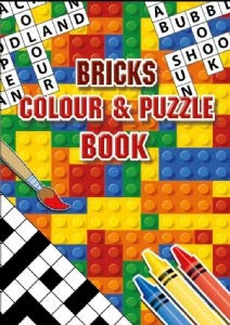 Playwrite 12 bricks colour & puzzle book.A6 size.8 pages.Not a lego product.party bag favours.