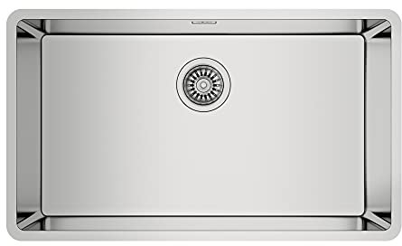 Teka RS15 71.40 - Fregadero Bajo Encimera Be Linea, 1 Cubeta, para Mueble de 80cm, Cubeta de Acero Inoxidable, Fácil Instalación, Diseño Moderno, Color Acero Inoxidable