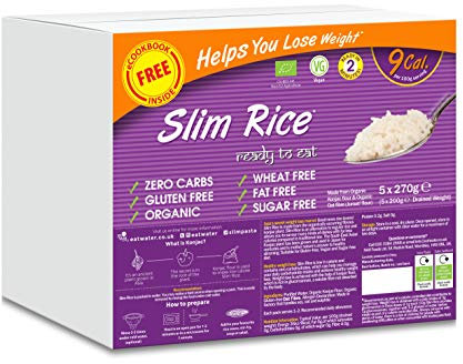 Eat Water Slim Pasta Zero Carbohydrate Enviro| Made from Organic Konjac Flour | Keto Paleo Diet and Vegan | Zero Sugar, Low Calorie Food Rice 270 g (Pack of 5),
