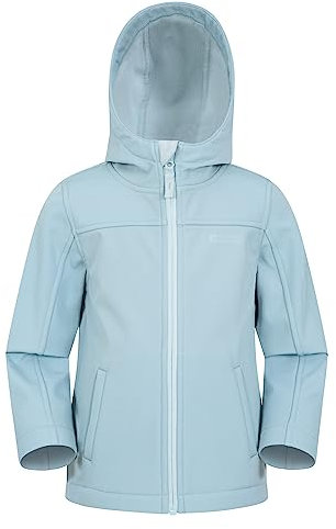 Mountain Warehouse Veste Enfant Exodus Softshell - Coupe-Vent, Imperméable Fille Et Garçon, Veste Polaire Unisexe, Veste À Capuche Conçue Pour Sport Et Voyage Bleu ciel 9-10 ANS