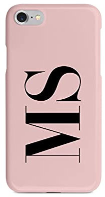 Tirita Personalised Initials Custom Hard Phone Case Compatible with iPhone 7/8 / SE 2020 / SE 2022 PRINTED GLITTER, NOT REAL GLITTER Fashion Stylish Monogram Black Font Black