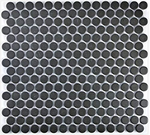 LOOP MOS10-0304-R10 - Piatto doccia rotondo a mosaico, colore: Nero antracite