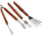 COM-FOUR® 3-teiliges Premium Grillbesteck mit Holzgriff - Grillzange, Grillwender und Grillgabel aus rostfreiem Stahl - BBQ Grillzubehör mit Holzgriff - Geschenk für Männer (03-tlg. braun - Holzgriff)