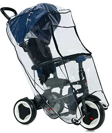 Lorelli Universal Regenschutz, Kinder Dreirad, Schutz vor Regen und Wind, Farbe:transparent