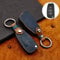 ontto Coque de clé de Voiture Compatible avec Audi A1 A3 A4 A6 Q3 Q5 Q7 S3 R8 TT S4 S6 RS4 RS6 Seat Cas pour télécommande de clé Voiture en Cuir Protection de clé avec Porte-clés 3 Boutons-Bleu