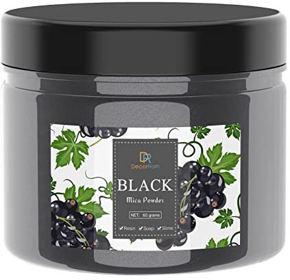 Epoxidharz Farbe, Metallic Seifenfarbe - 60g Schwarz Pulver Pigment für die Epoxy Resin Farbe, Seifenherstellung, Mica Powder Farbpigmente - Harz Pigmentpulver Farben für Epoxidharz, Slime, Lipgloss