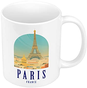 Mug Tasse Paris France Illustration Voyage Tour Eiffel Decouverte