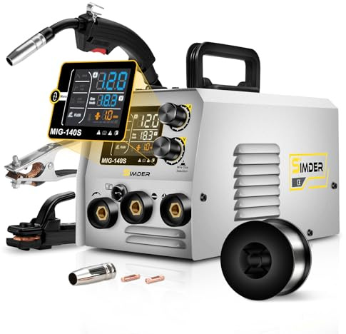 SSIMDER MIG Welder Flux Core Welder MIG ARC 2 in 1 Welding Machine No Gas 140A DC Mig Welder 110V 220v Dual Voltage IGBT Inverter Wire Welder…