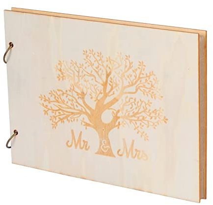 LOOPES 40 Pagine Mr & Mrs Libro degli Ospiti in Legno,Motivo dell'albero dell'amore per Foto Regalo Messaggio degli Ospiti Festa di Fidanzamento Anniversario Matrimonio
