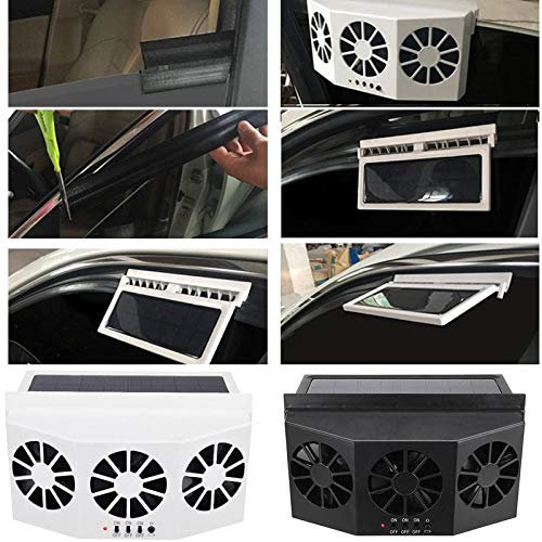 TOTMOX Ventilador solar de ventana fina, ventilador de escape de coche con energía solar, ventilador de radiador de coche, ahorro de energía, purificadores de aire de 4 W ABS