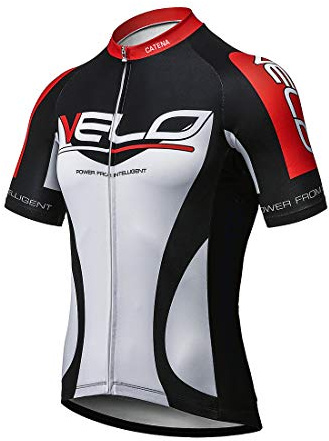 CATENA Herren Radtrikot Kurzarm Fahrradtrikot Radshirt Mountainbike MTB Top Fahrradbekleidung mit Elastische Atmungsaktive Schnell Trocknen Stoff Cycling Jersey für Radsport Outdoor Sport, Rot, L